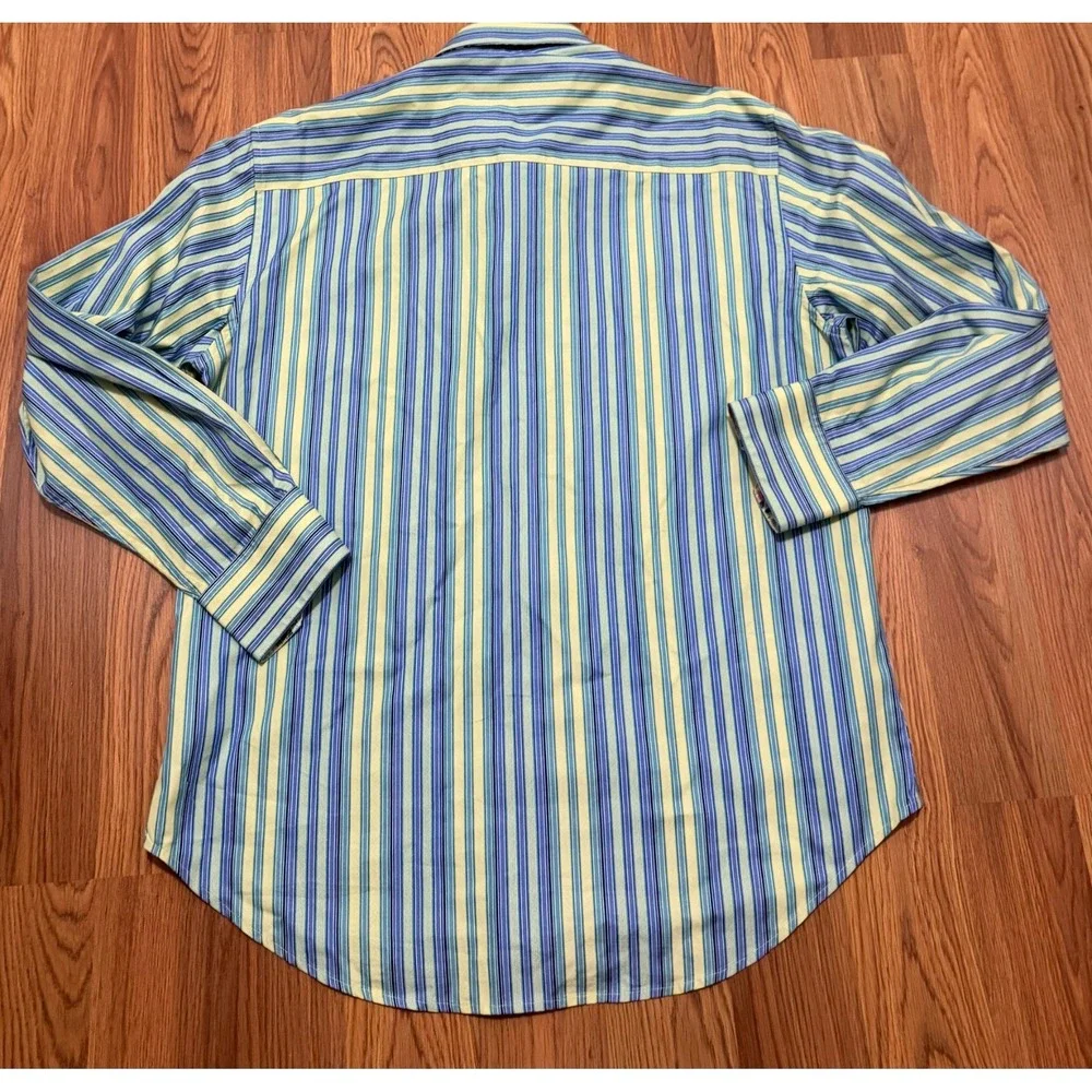 Robert Graham Shirt Mens Extra Large Striped Flip Cuff Classic Fit
